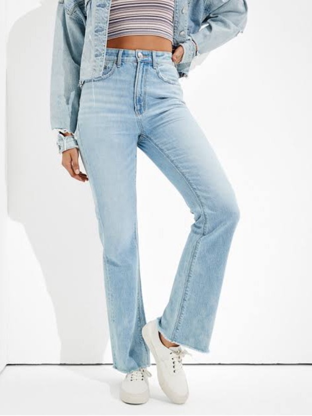 American Eagle Outfitters Highest Rise 90s Flare Light Wash Jeans
